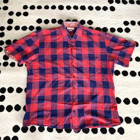 Lipson Other - Lipson Classic Floral Flip Cuff Check Print Casual Shirt